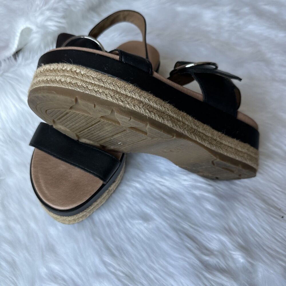 UGG Women’s April Black Upper Leather Slingback Espadrilles Size US 7.5 - Picture 9 of 10